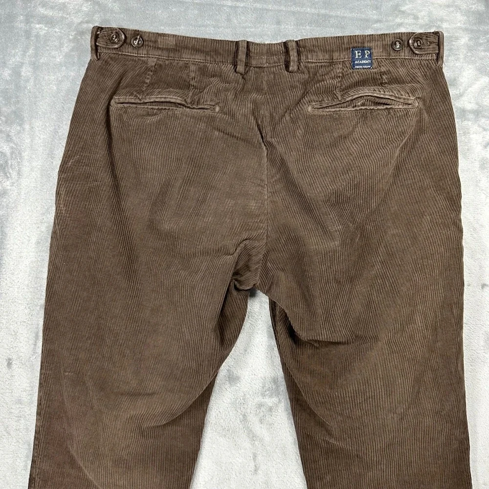 Eredi Pisano Roma Mens Brown Corduroy Slim Fit Pants Taglia 54 Made in Italy